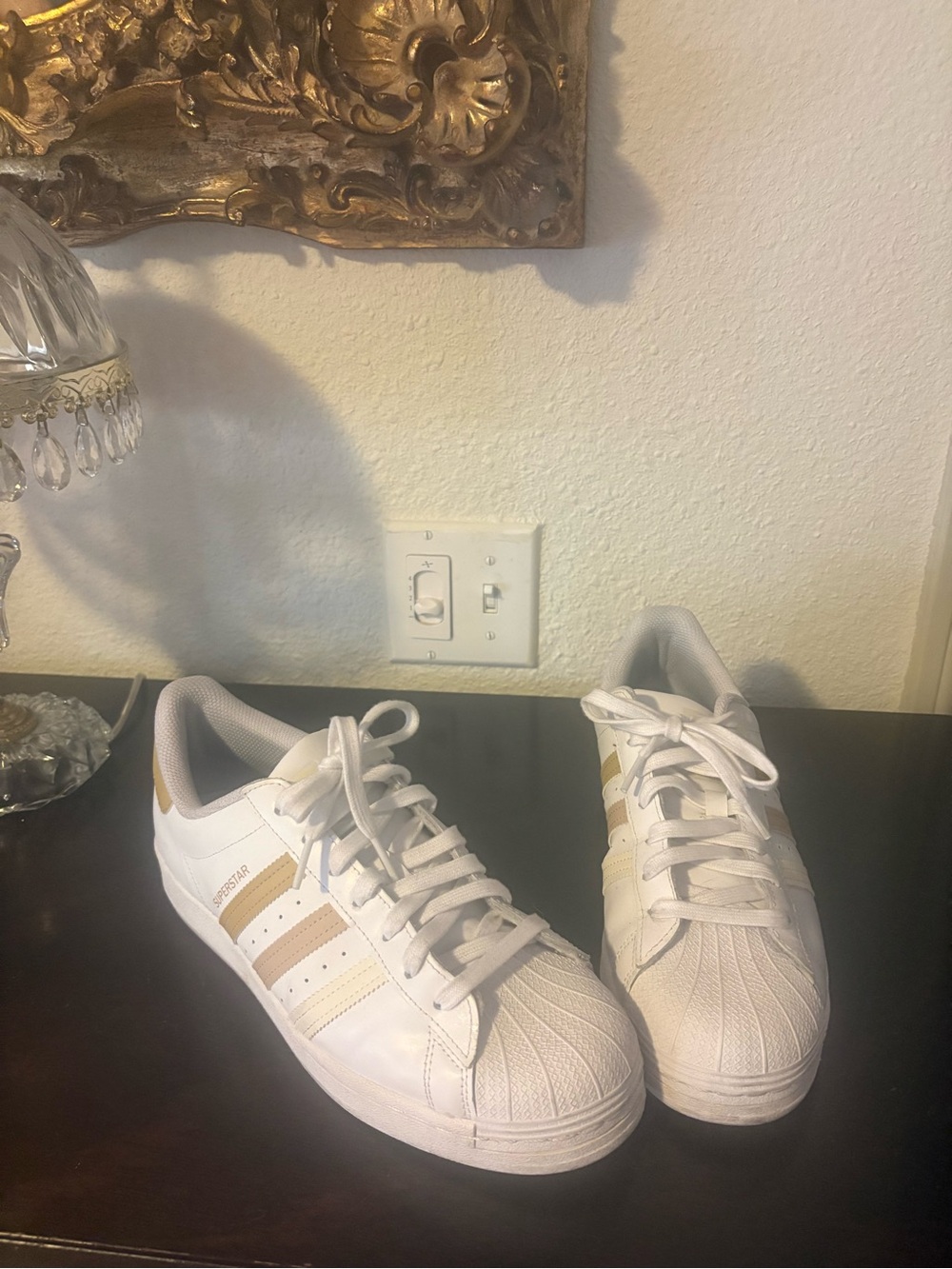 adidas White Sneakers with neutral stripes
